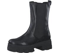 MARCO TOZZI Bottines Chelsea en cuir à plateforme pour femme, Noir, 40 EU