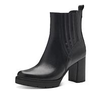 MARCO TOZZI Bottines Chelsea en cuir pour femme avec talon bloc, Noir, 39 EU