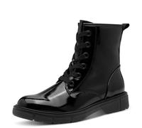 MARCO TOZZI Bottines plates à lacets pour femme avec fermeture éclair, Imprimé noir, 37 EU