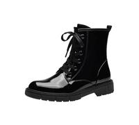 MARCO TOZZI Bottines plates à lacets pour femme avec fermeture éclair, Imprimé noir, 37 EU