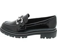 MARCO TOZZI Damen Loafer Ohne Absatz Vegan mit Schnalle, Schwarz (Black Patent), 37 EU