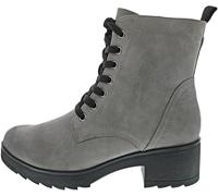 MARCO TOZZI Damen Stiefeletten zum Schnüren mit Absatz Vegan, Grau (DK.Grey), 39 EU