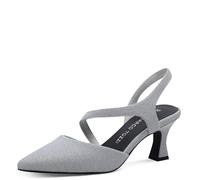 MARCO TOZZI Femme Escarpins Semelle intérieure Feel Me souple doublure souple Végane Végane, métallique (SILVER), 40 EU