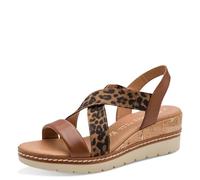 MARCO TOZZI Femme Sandale semelle intérieure Feel Me douce Cuir doublure douce Moderne, marron (COGNAC COMB), 41 EU