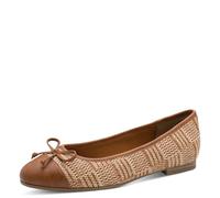 MARCO TOZZI Femmes Ballerines Semelle intérieure Feel Me moelleuse Doublure intérieure douce Vegan Tendance, marron (COGNAC COMB), 38 EU