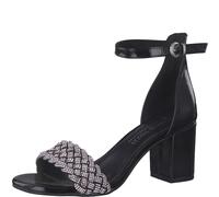 MARCO TOZZI Femmes Sandales by GMK Vernis Métallique Strass aspect tressé 2-88302-20, Taille:40 EU, Couleur:Noir