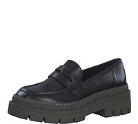MARCO TOZZI Mocassins Classiques pour Femme avec Plateau en Cuir synthétique, Noir/Kaki, 41 EU
