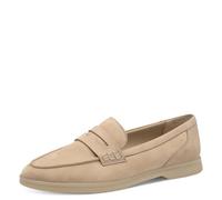 MARCO TOZZI Mocassins Femme Semelle Feel Me Souple Cuir Doublure Douce Élégant, Beige (Taupe Nubuck), 37 EU