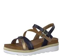 MARCO TOZZI Sandale compensée pour femme, talon plat, semelle douce FEEL ME, en cuir de haute qualité, idéale pour les affaires et les loisirs, 38 EU