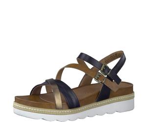 MARCO TOZZI Sandale compensée pour femme, talon plat, semelle douce FEEL ME, en cuir de haute qualité, idéale pour les affaires et les loisirs, 38 EU