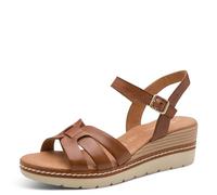 MARCO TOZZI sandale femme semelle intérieure Feel Me souple cuir doublure douce chic, marron (COGNAC), 39 EU