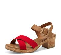 MARCO TOZZI Sandales à talon rond pour femme avec fermoir, Red Comb, 39 EU