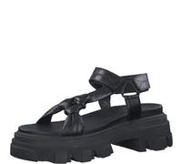 MARCO TOZZI Sandales compensées pour femme en cuir de haute qualité, idéal pour le travail et les loisirs 2-2-28788-20, Noir, 38 EU