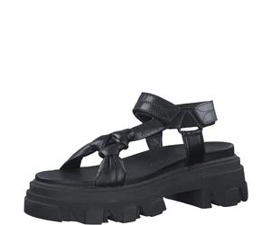 MARCO TOZZI Sandales compensées pour femme en cuir de haute qualité, idéal pour le travail et les loisirs 2-2-28788-20, Noir, 38 EU