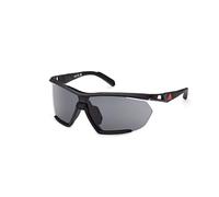 MARCOLIN adidas Sport SP0072 Lunettes de Soleil Homme et Femme, Lunettes de Soleil Unisex Sportives Fines et Légères, Forme Lentille Écran, Étui Inclus, Verres Roviex Miroité, Noir