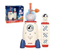 MARCONNI Kit pour enfant avec gonfleur de ballons en forme de fusée | 60 ballons + 90 autocollants + accessoires | Jouet créatif et éducatif pour enfants | sans piles | activité éducative et amusante