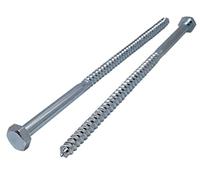 Marcopol DIN 571 Lot de 12 vis à bois avec tête hexagonale en acier zingué (M10 x 300 mm), argenté