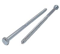 Marcopol DIN 571 Lot de 16 vis à bois avec tête hexagonale en acier zingué (M10 x 220 mm), argenté