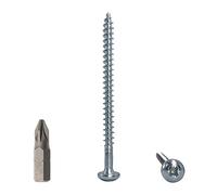 Marcopol Lot de 100 vis à bois DIN 7981 en acier zingué 5,0 x 70 mm, vis à bois à tête bombée, vis Pozi-Drive universelle, filetage total (100, 5,0 x 70 mm), argent