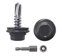 Marcopol Lot de 150 vis de toiture en métal 4,8 x 19 mm avec rondelles EPDM, tête de rondelle hexagonale peinte, vis en tôle (150, RAL 7016), gris