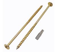 Marcopol Lot de 20 vis à bois en acier galvanisé avec tête Torx et tête gaufrée Vis à bois partiellement filetées 6,0 x 140 mm Jaune