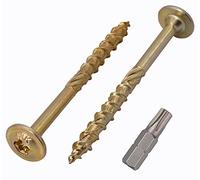 Marcopol Lot de 20 vis à bois en acier galvanisé avec tête Torx et tête gaufrée Vis à bois partiellement filetées 6,0 x 70 mm Jaune