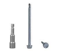 Marcopol Lot de 20 vis DIN 7504 K en acier zingué 5,5 x 80 mm, vis autoforeuses en tôle à tête hexagonale autotaraudeuse (20, 5,5 x 80 mm), argent