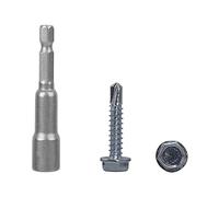 Marcopol Lot de 200 vis autoforeuses DIN 7504K en acier zingué 4,8 x 25 mm pour tôle - Vis à tôle auto-foreuse à tête hexagonale - Vis auto-taraudeuses (200, 4,8 x 25 mm), Argenté.