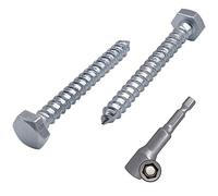 Marcopol Lot de 30 vis à bois hexagonales DIN 571 en acier zingué M8 x 60 mm, vis tire-fond hexagonale, vis tire-fond, tête hexagonale (30, M8 x 60 mm), argenté