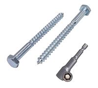 Marcopol Lot de 30 vis à bois hexagonales DIN 571 en acier zingué M8 x 70 mm, vis tire-fond hexagonale, vis tire-fond, tête hexagonale (30, M8 x 70 mm), argenté