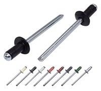 Marcopol Lot de 500 rivets aveugles peints 4 x 8 mm Tête bombée DIN 7337 Rivets en aluminium et mandrin en acier, rivets pop (500, noir de jais RAL 9005)