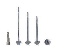Marcopol Lot de 60 vis auto-foreuses à tête hexagonale en acier zingué, 5,5 x 130 mm avec rondelles en EPDM pour fixer des panneaux sandwich (60, 5,5 x 130 mm), Argenté.