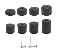 Marcopol Lot de 8 pieds de meubles noirs hauteur 15 mm ronds Ø 50 mm pieds de meubles en plastique, vis incluses (8, hauteur 15 mm), Noir