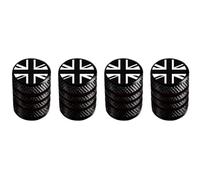 MarCraft Marcraft Résistant à la corrosion (noir) (Jacks union gravés au laser) Bouchons de valve en alliage de roue de pneu en métal Bouchons anti-poussière (paquet de 4) Universels pour voitures, SU