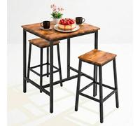 Marctani Ensemble de table haute cuisine avec tabourets (set de 3 pièces) - Table haute bar de style industriel 90 x 60 cm - Structure en métal noir et bois MDF - Pieds antidérapants et anti-rayures