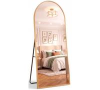 Marctani Miroir sur pied complet - Grand et long avec 3 façons d'utilisation, autonome, montage mural et support - Cadre en aluminium pour chambre, salle de bain ou salon Doré 161 x 52 cm