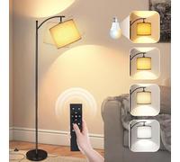 marctronic Lampadaire LED sur Pied Salon, Lampe à Arc Abat-Jour en Lin Beige avec Variateur Télécommande et Interrupteur à Pédale, Ampoule fournie, Montage en 1 Minute, Lampe sur Pied da Salon