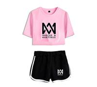 Marcus and Martinus Twin Brother Singer Ensembles Shorts Et Nombril Apparent T-Shirt Vêtements De Sport Ensembles Sportswear Deux Pièces Femme Ensemble Sportswear Shorts