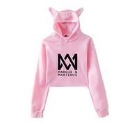 Marcus and Martinus Twin Brother Singer Sweat À Capuche Imprimé Oreille Chat À Manches Longues Exposé Nombril Casual Sweatshirt