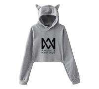 Marcus and Martinus Twin Brother Singer Sweat À Capuche Imprimé Oreille Chat À Manches Longues Exposé Nombril Casual Sweatshirt