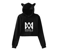 Marcus and Martinus Twin Brother Singer Sweat À Capuche Imprimé Oreille Chat À Manches Longues Exposé Nombril Casual Sweatshirt