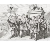 Marcus Junius Brutus et comploteurs après avoir assassiné Jules César le 15 mars 44 avant JC Après une œuvre du XIXe siècle de Bartolomeo Pinelli. Ken Welsh Poster imprimé (16 x 12)