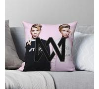 Marcus & Martinus M&M Taie d'oreiller carrée en polyester et lin velours avec fermeture éclair