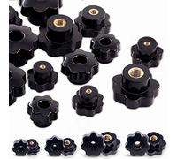 Mardatt Assortiment de 32 boutons de serrage 4 types de trous en forme d'étoile - Noir - En plastique - Filetage femelle - M4 M6 M8 M10
