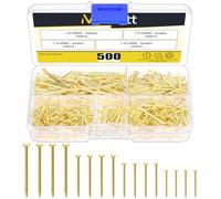 Mardatt Assortiment de 500 clous de 4 tailles, clous pour accrocher des photos, petits ongles, clous de finition, clous à suspendre, clous en bois, clous à épingles, clous muraux pour accrocher (doré)