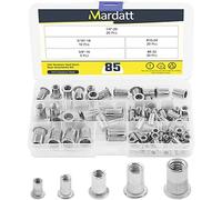 Mardatt Assortiment de 85 écrous à rivets en acier inoxydable SAE 304 à tête plate filetée UNC (#8-32#10-24 1/4"-20 5/16"-18 3/8"-16)