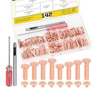 Mardatt Chicago Lot de 70 vis M5 x 15/18/20/25 mm Or rose avec outils de réglage pour cuir, artisanat, ceinture, sac, chaussures