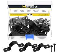 Mardatt Colliers de tuyau noirs à 2 trous, lot de 15, 20 mm (3/4"), 25 mm (1"), 30 mm (1-3/16") colliers de tuyau en U, sangle de tuyau rigide, collier de tuyau, collier de fixation, colliers de câble