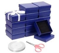 Mardatt Ensemble de 17 boîtes à bijoux en carton, boîtes cadeaux carrées en velours avec doublure en mousse et étui à bijoux avec ciseaux et ruban en polyester pour collier, boucle d'oreille, bracelet