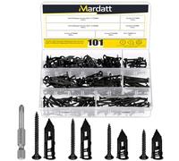 Mardatt Kit de 100 pièces d'ancrages autoperforants pour cloisons sèches avec vis, 4 tailles d'ancrages autoperforants en acier plaqué zinc, sans perçage et sans trous dans le mur (Noir)